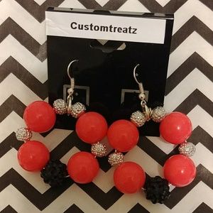 Handmade shocking pink bling earrings